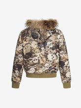Skull Camouflage Fur Collar Hot Diamond Hooded Jacket